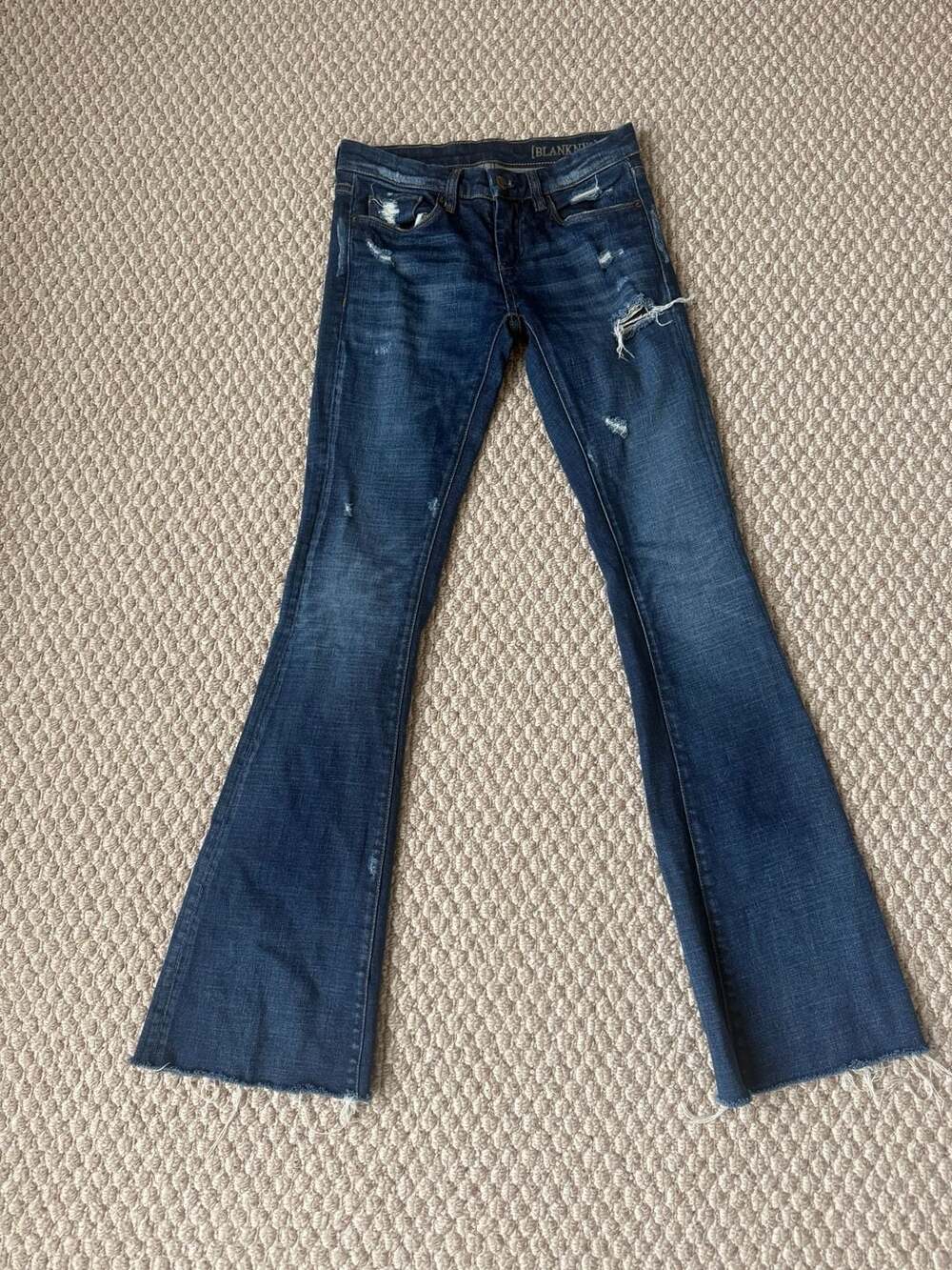 BlankNYC Women's Distressed Dark Wash Flare Jeans Size 24
